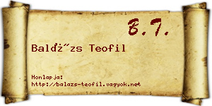 Balázs Teofil névjegykártya